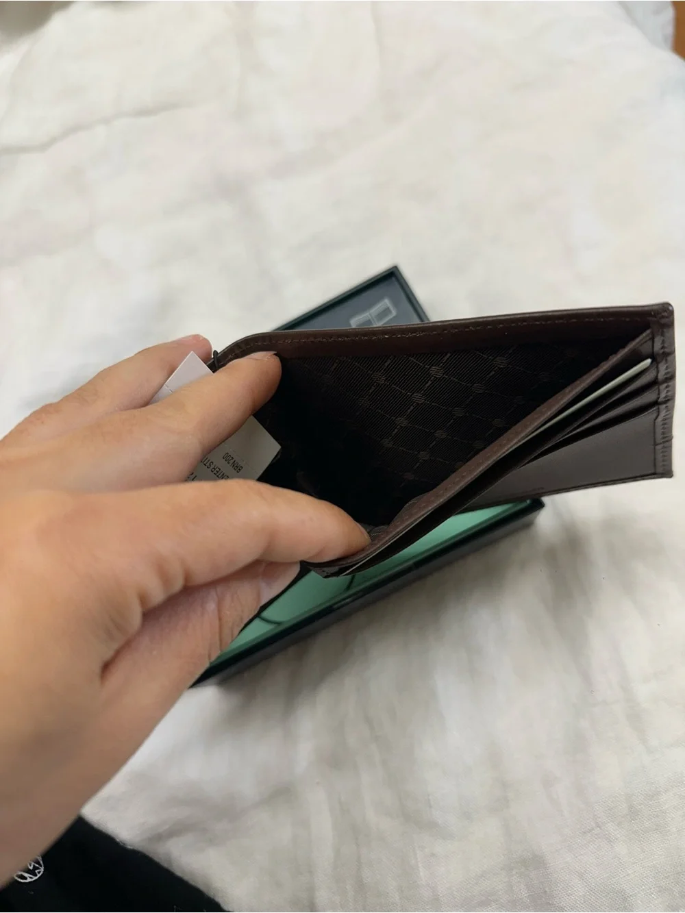 Perry Ellis Brown Leather Bifold Wallet